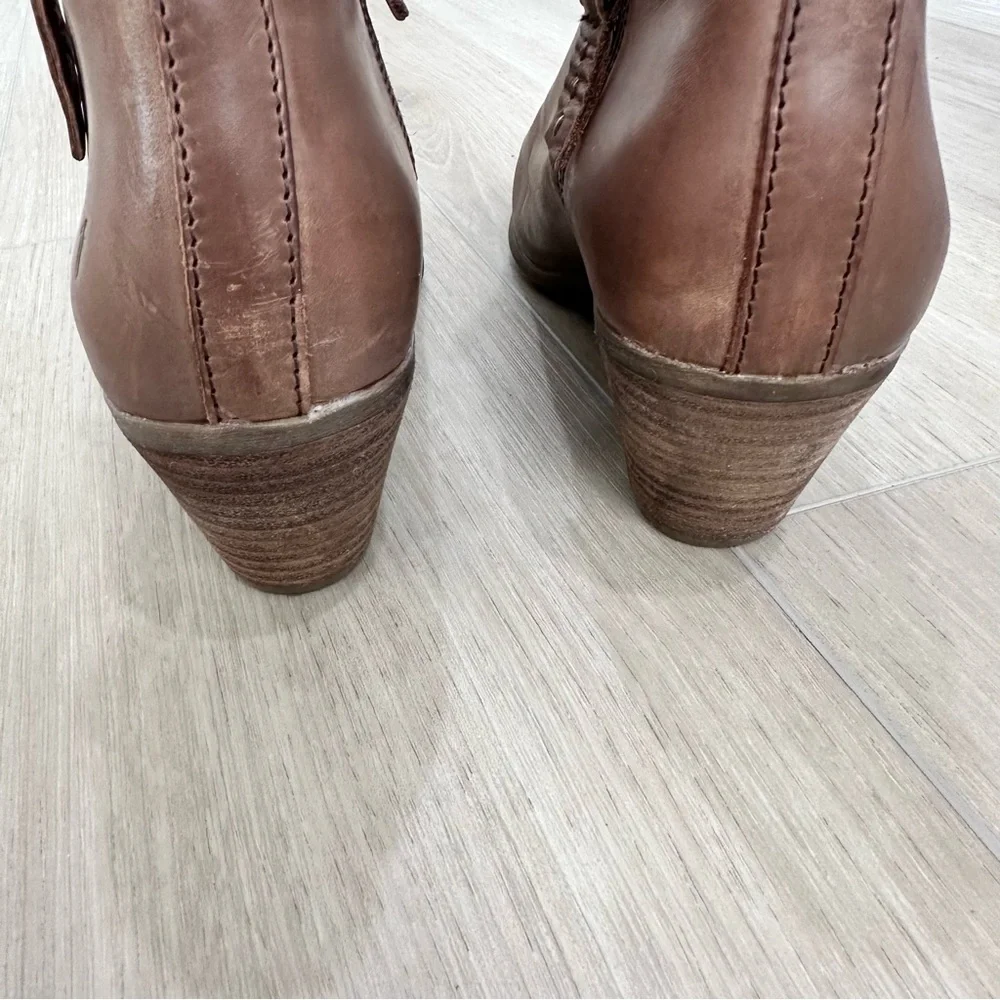 Women's Brown Leather Ankle Booties with Side Zip